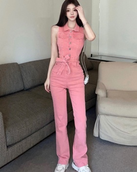 Sleeveless fashion work clothing bandage jumpsuit