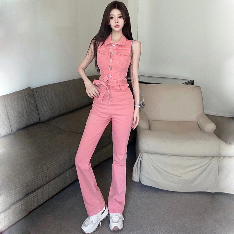 Sleeveless fashion work clothing bandage jumpsuit