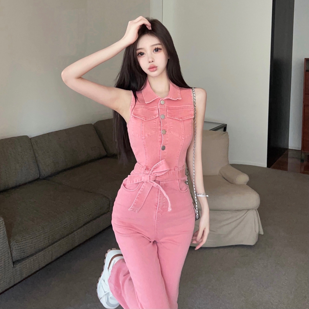 Sleeveless fashion work clothing bandage jumpsuit