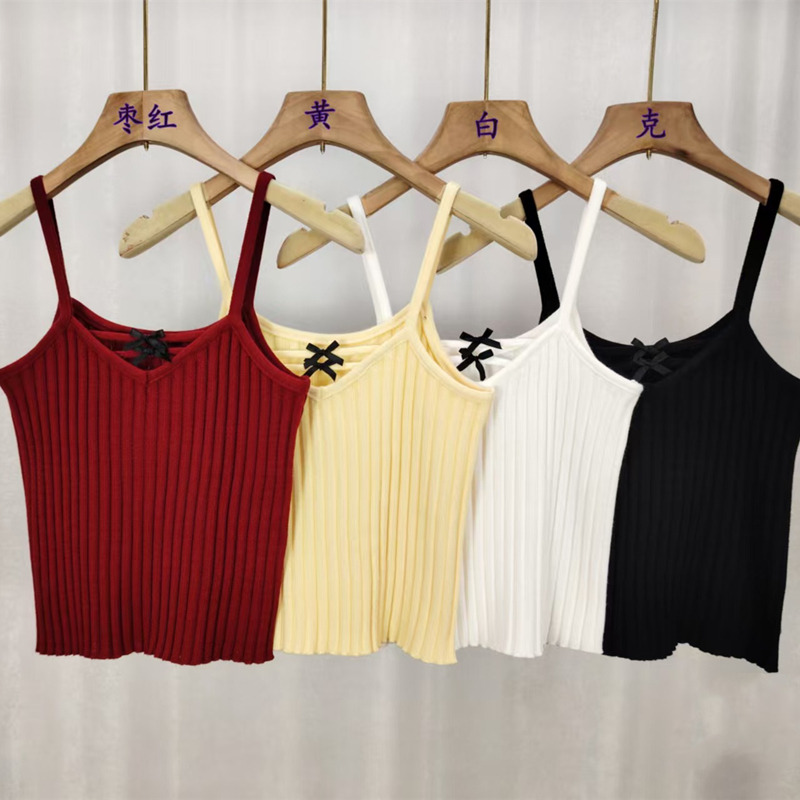 Bow sleeveless vest summer short small sling for women