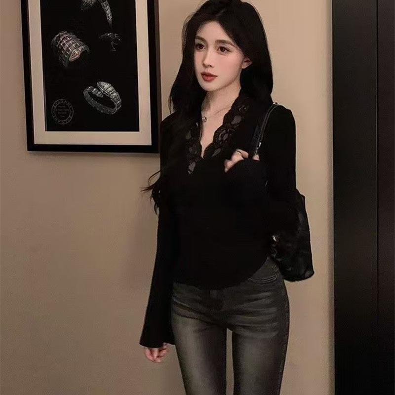 Sexy slim bottoming shirt long sleeve tops for women