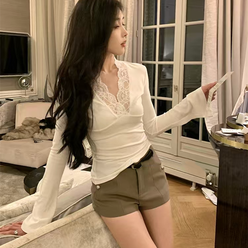 Sexy slim bottoming shirt long sleeve tops for women