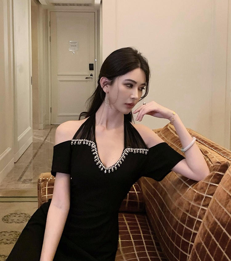 Light luxury halter evening dress slim dress for women