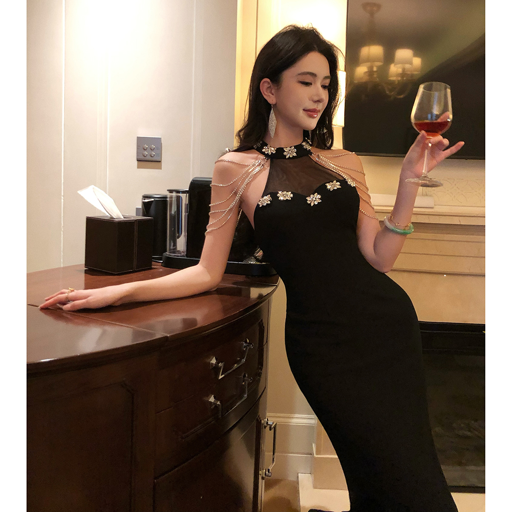 Slim halter dress light luxury evening dress