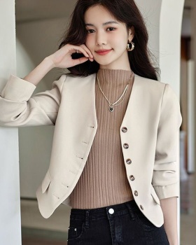 No collar short coat chanelstyle Casual tops for women