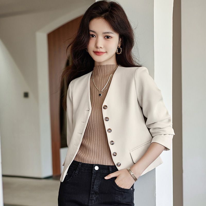 No collar short coat chanelstyle Casual tops for women