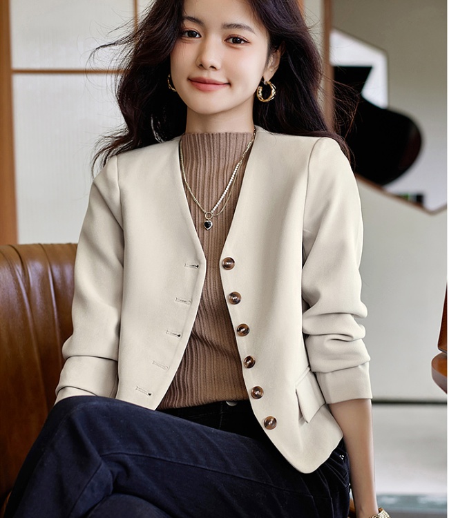 No collar short coat chanelstyle Casual tops for women