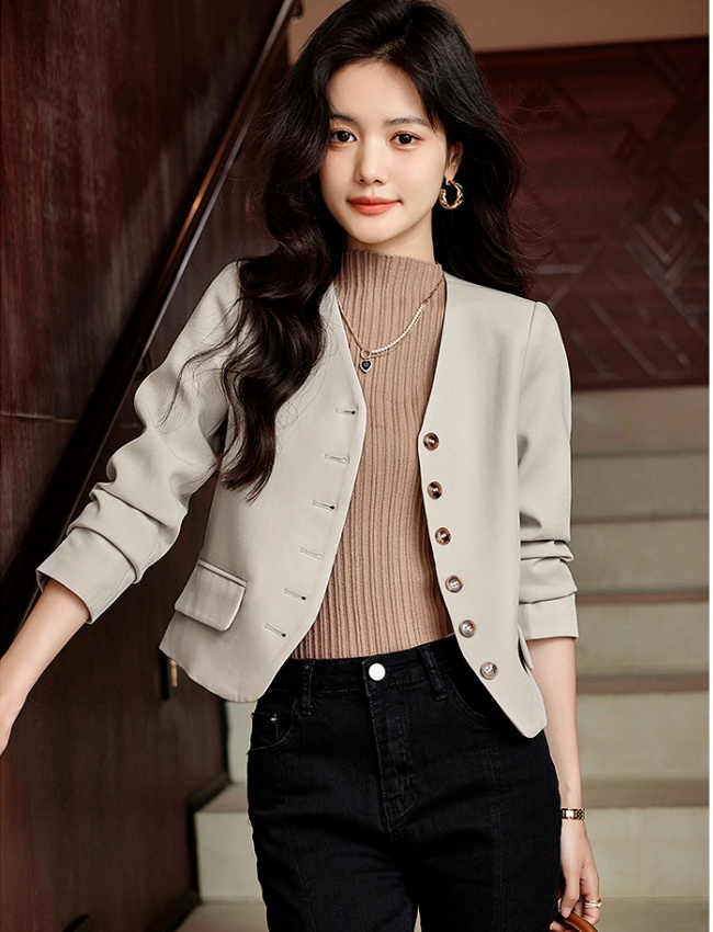 No collar short coat chanelstyle Casual tops for women