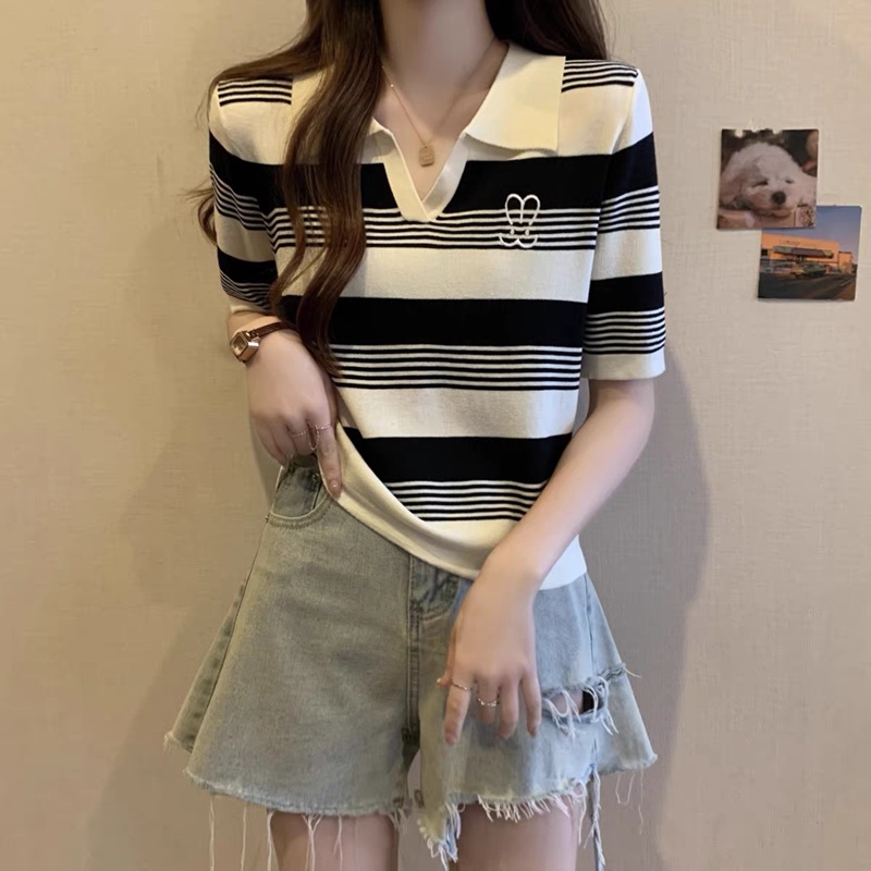 Short sleeve sweater Korean style tops for women