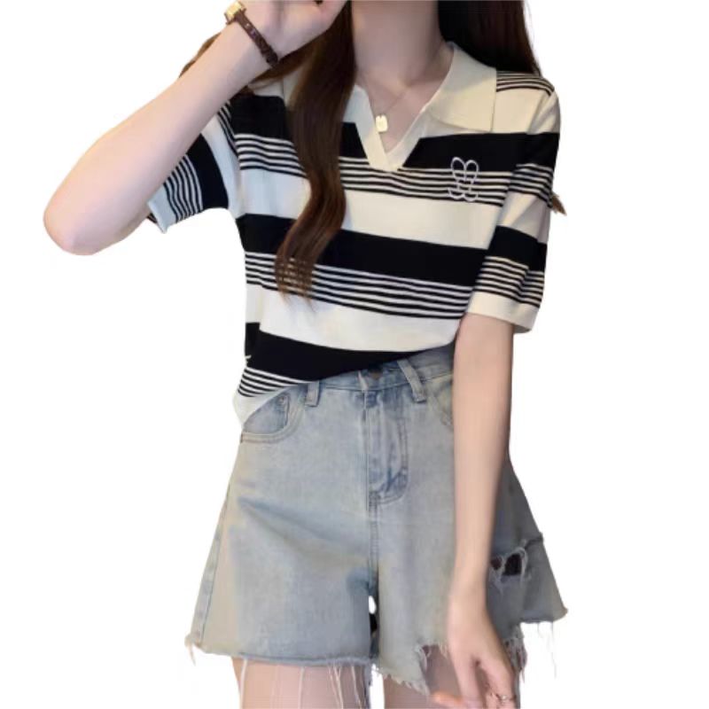 Short sleeve sweater Korean style tops for women