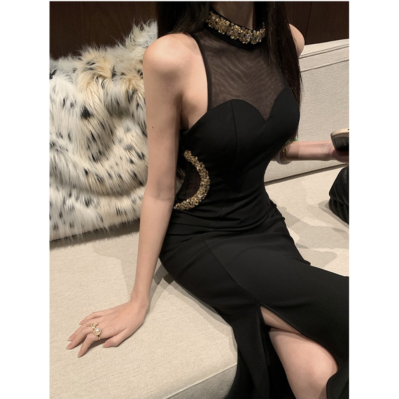 Package hip long formal dress rhinestone light luxury dress