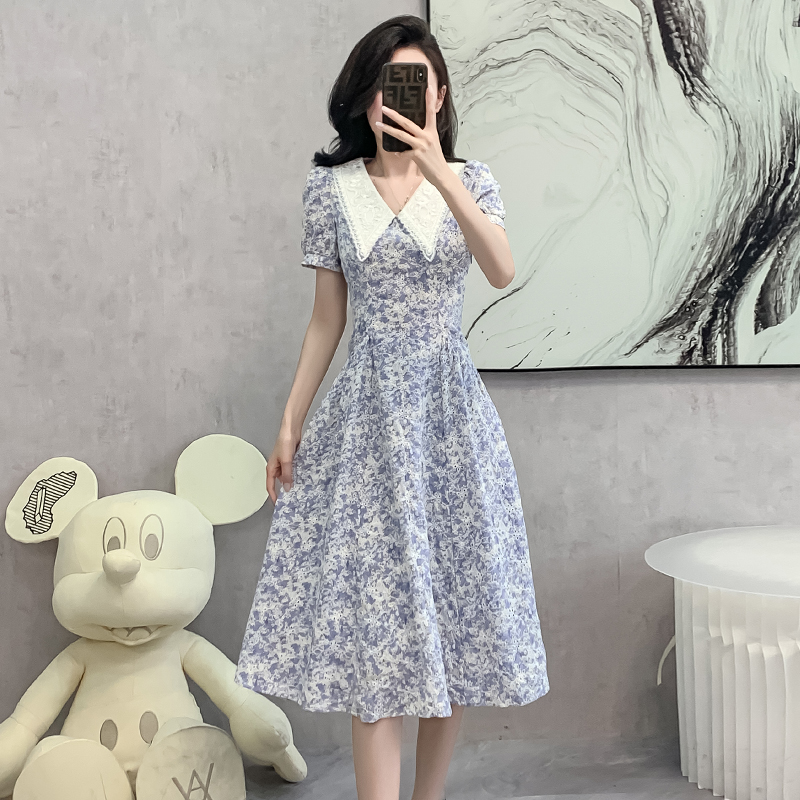 France style long dress doll collar dress for women