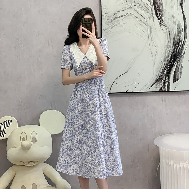 France style long dress doll collar dress for women