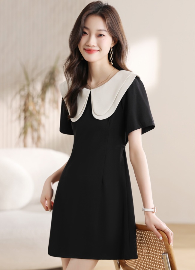 Pinched waist France style T-back A-line dress for women