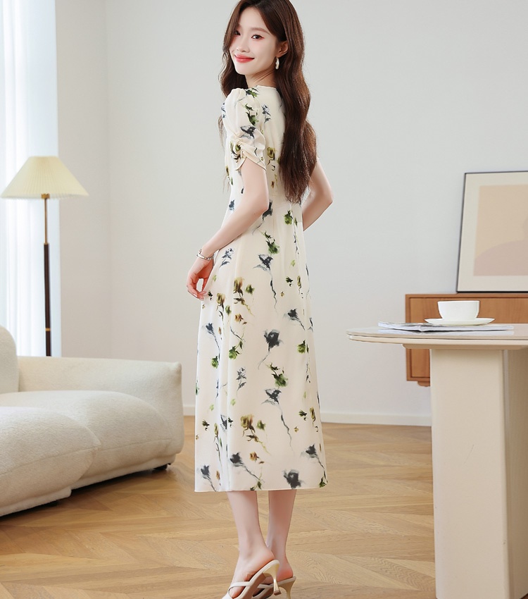 Pinched waist floral summer refinement dress for women