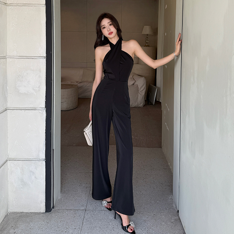 Long high waist wide leg pants temperament jumpsuit