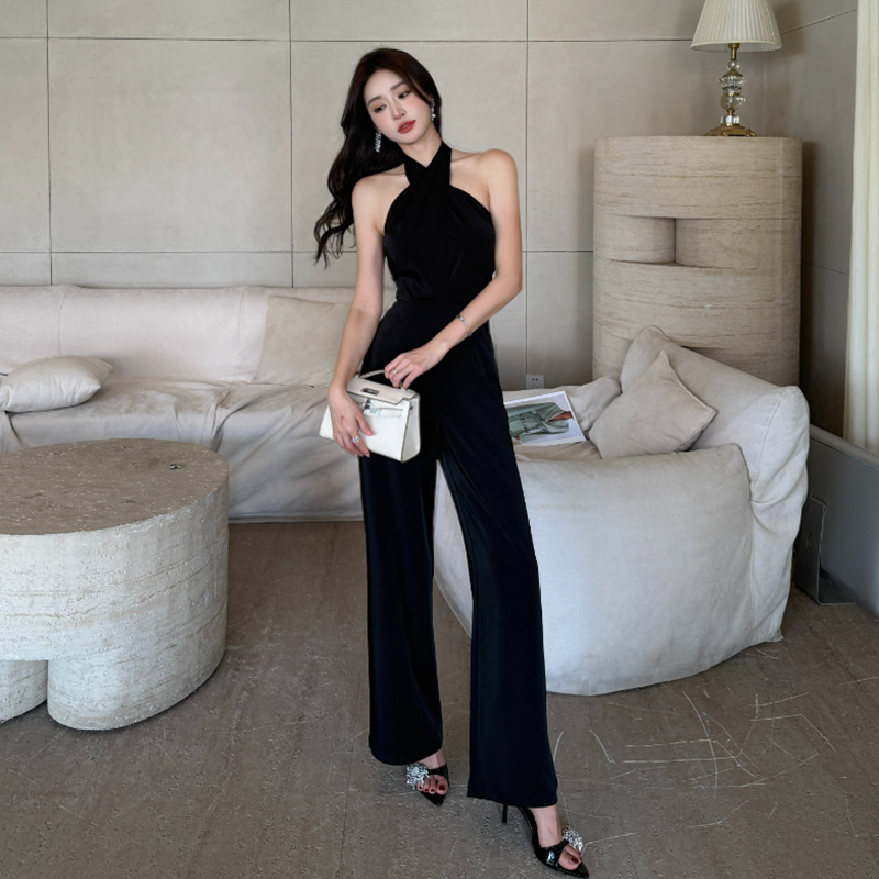 Long high waist wide leg pants temperament jumpsuit