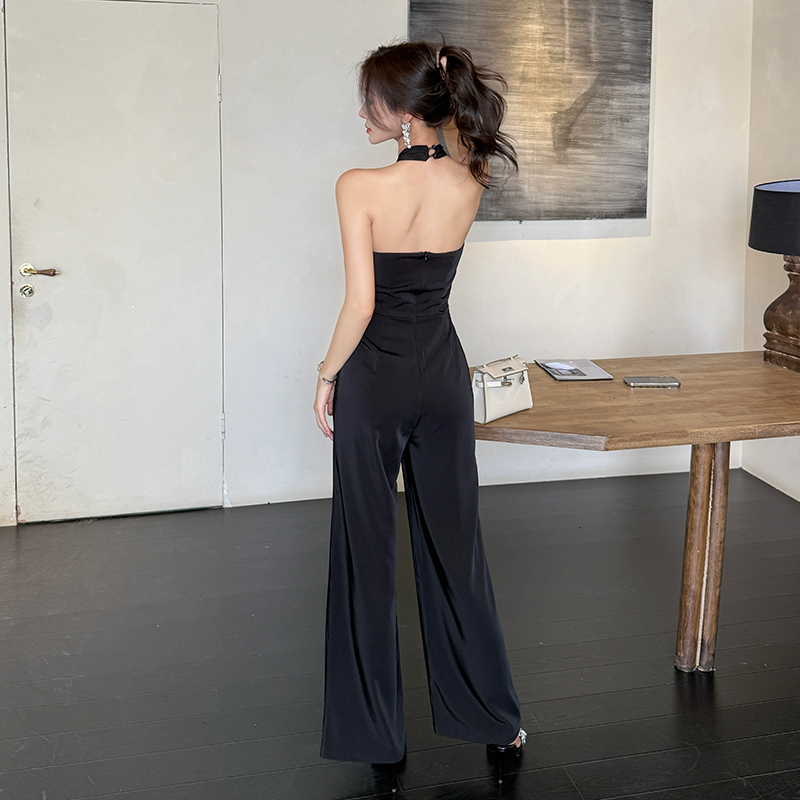 Long high waist wide leg pants temperament jumpsuit