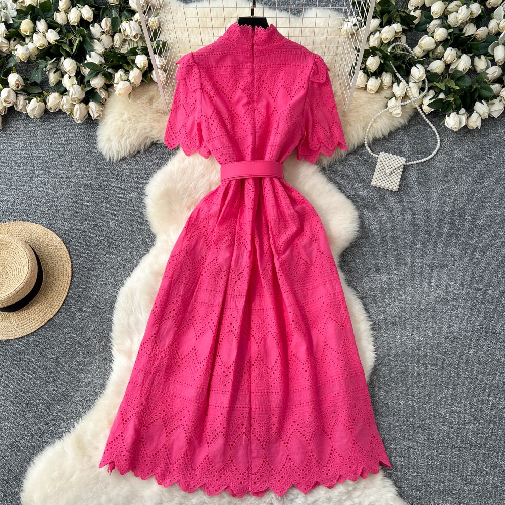 Hollow dress single-breasted long dress for women