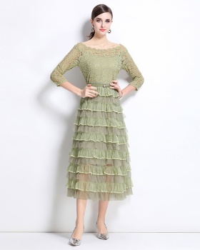 France style gauze dress retro long dress for women