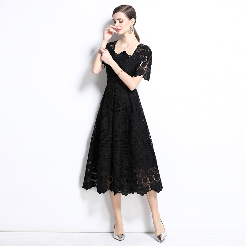 Elegant dress short sleeve long dress for women