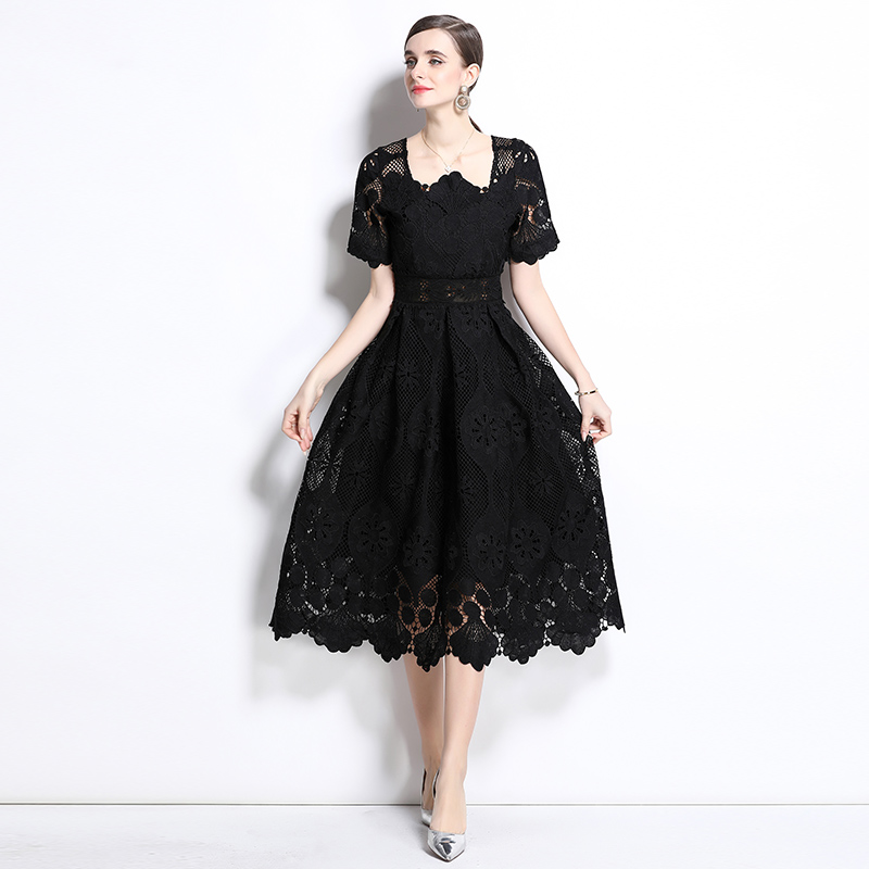 Elegant dress short sleeve long dress for women