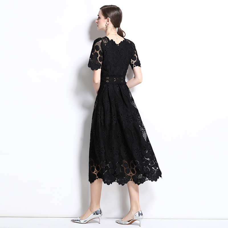 Elegant dress short sleeve long dress for women