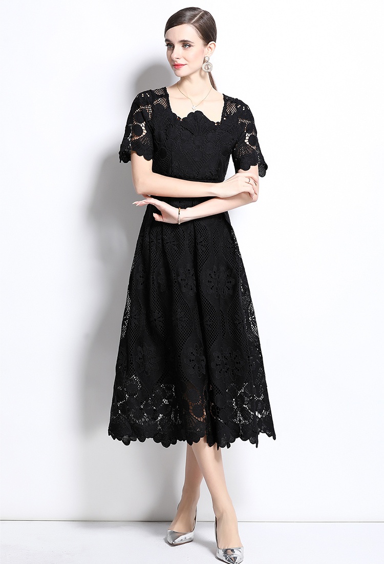 Elegant dress short sleeve long dress for women