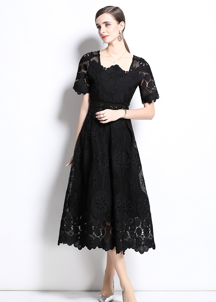 Elegant dress short sleeve long dress for women