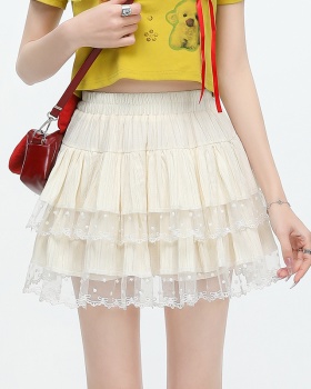 A-line show young short skirt splice high waist skirt