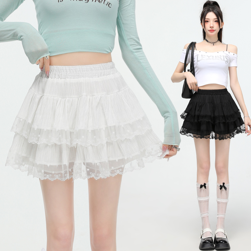 A-line show young short skirt splice high waist skirt