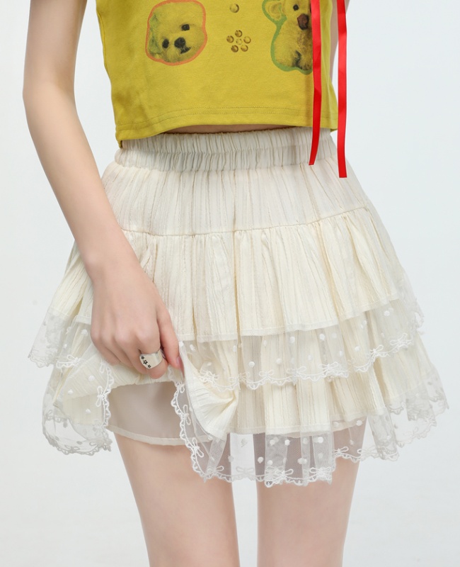 A-line show young short skirt splice high waist skirt