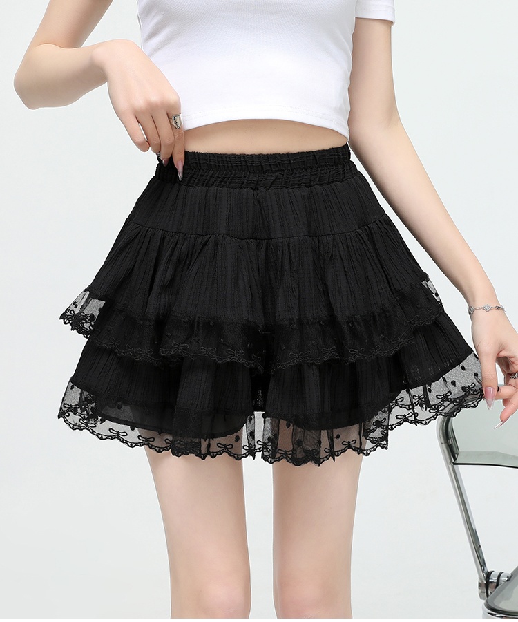 A-line show young short skirt splice high waist skirt