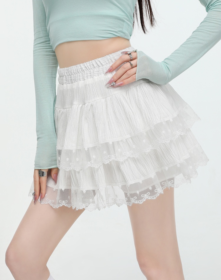 A-line show young short skirt splice high waist skirt