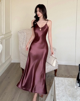 V-neck hollow long dress summer slim dress