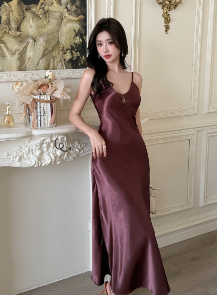 V-neck hollow long dress summer slim dress