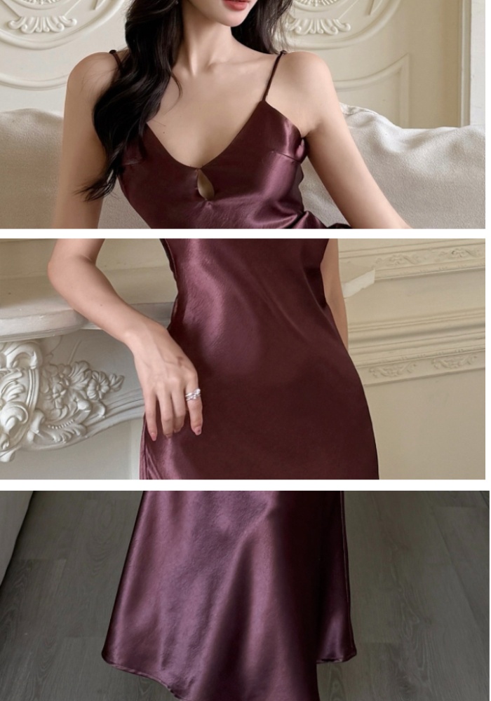 V-neck hollow long dress summer slim dress