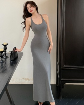 Sling chest pad dress slim spring and summer long dress