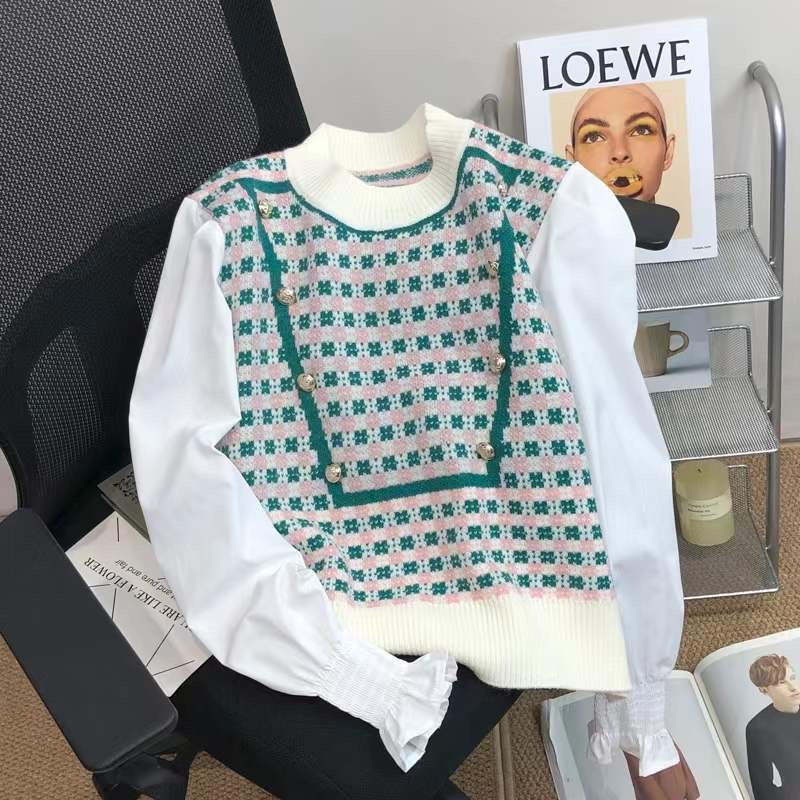 Puff sleeve tops spring sweater for women