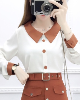 Temperament mixed colors chiffon shirt spring tops