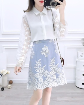 Temperament chiffon shirt lady skirt 2pcs set for women