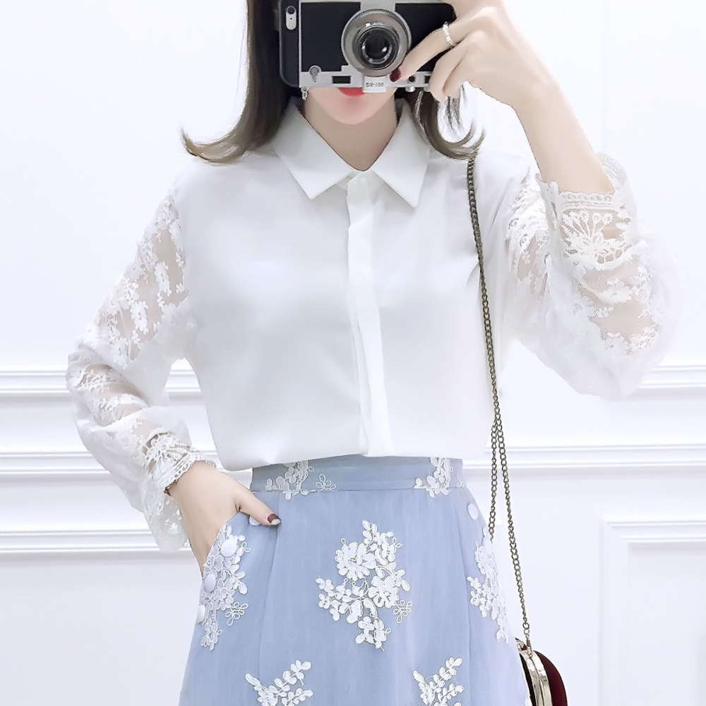 Temperament chiffon shirt lady skirt 2pcs set for women