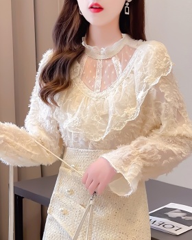 Splice chanelstyle lace temperament lady tops