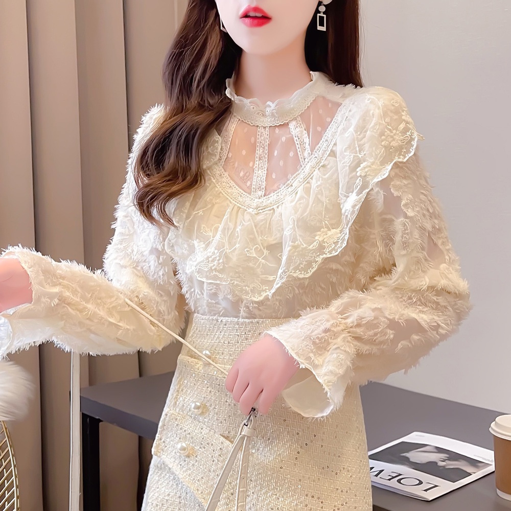 Splice chanelstyle lace temperament lady tops