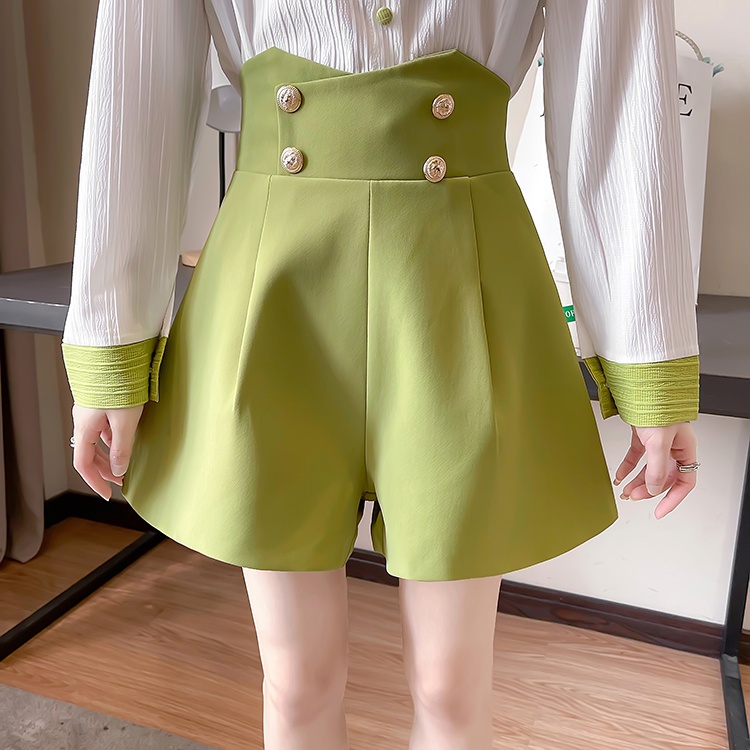 A-line double buckle high waist shorts