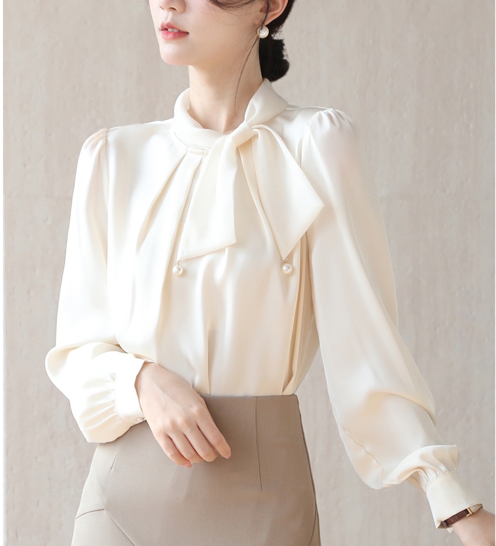 Retro drape commuting tops spring satin shirt for women