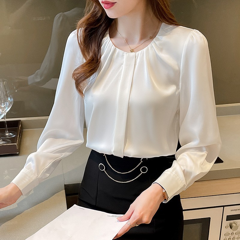 All-match white tops slim profession shirt for women