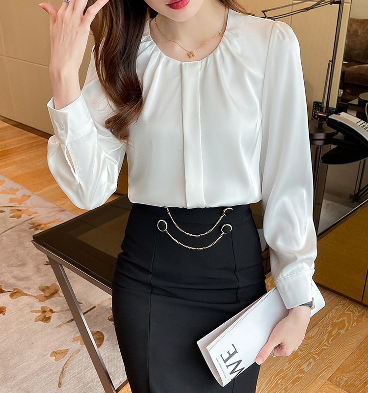 All-match white tops slim profession shirt for women