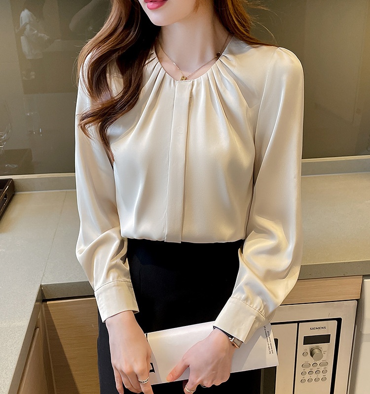 All-match white tops slim profession shirt for women