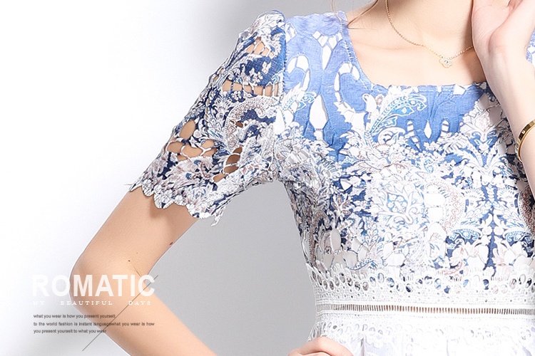 Long hollow slim fashion lace light luxury dress